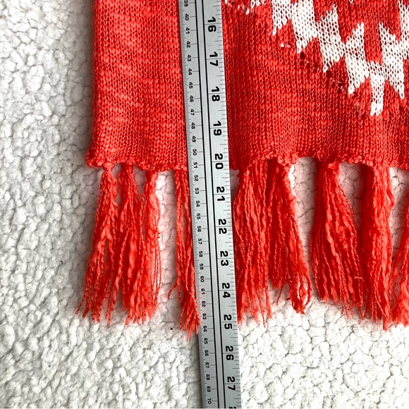 Bongo Juniors orange coral sleeveless cropped sweater tank with tassels, Sz L - Picture 7 of 16